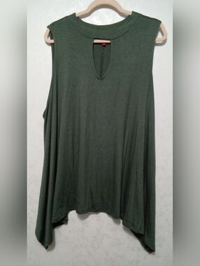 Jennifer Lopez Green Sleeveless Keyhole Tunic Top, Size 3X